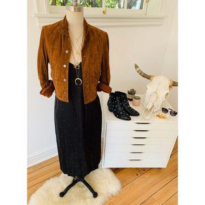 Cropped Suede Leather Jacket - BCBGMAXAZRIA